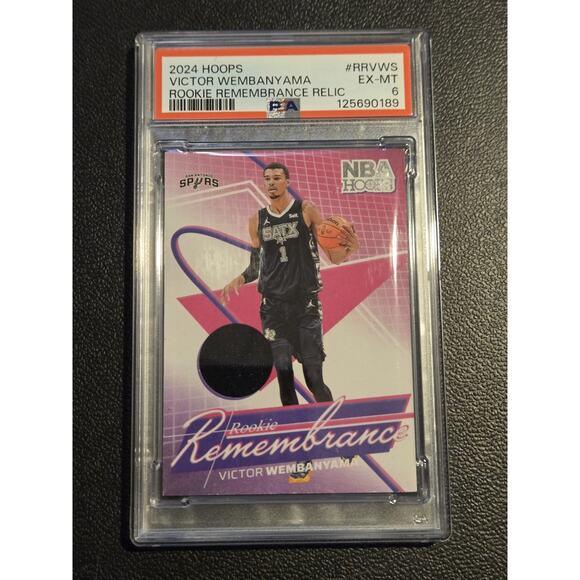 2024 Panini NBA Hoops Rookie Remembrance Relics #RRVWS Victor Wembanyama PSA 6 - Picture 1 of 2
